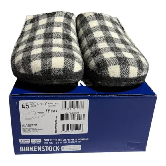 Birkenstock Zermatt Rivet Shearling Plaid Clogs EU 45 US 12 Regular Width - Picture 5 of 5
